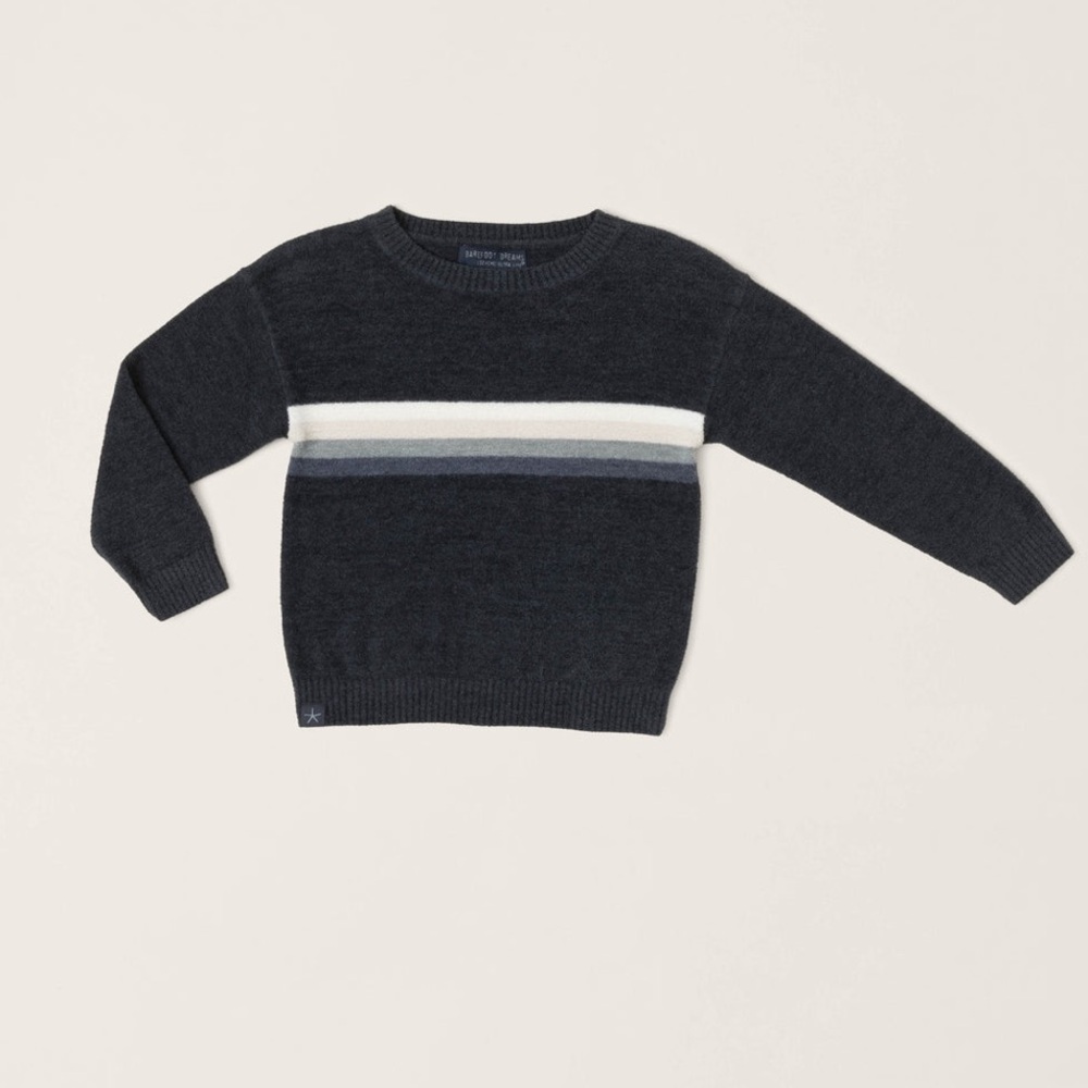 NWT Barefoot Dreams Indigo Multi Stripe Toddler Sweater, 2T-3T
